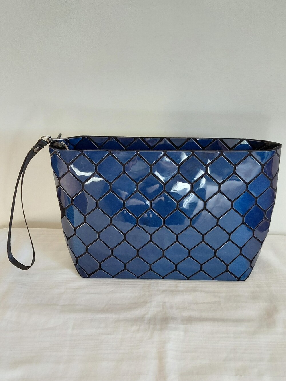 New Patrizia Luca Blue Geometric Vegan Bag Purse
